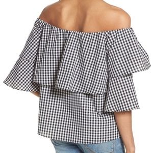 Wayf Gingham Off the Shoulder Top